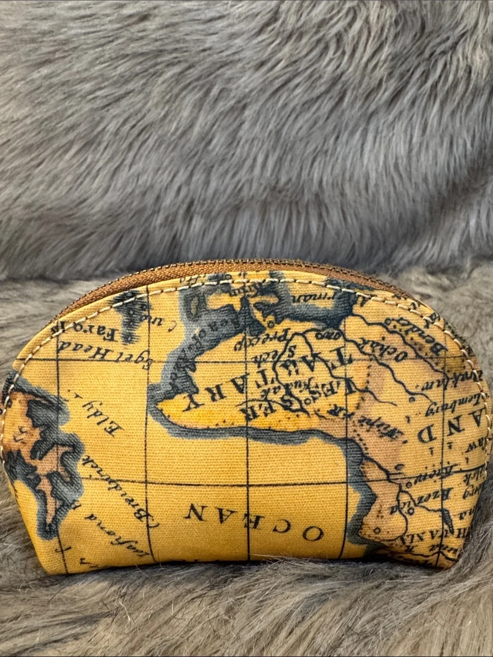 Patricia Nash Map-Print Yellow Coin Pouch